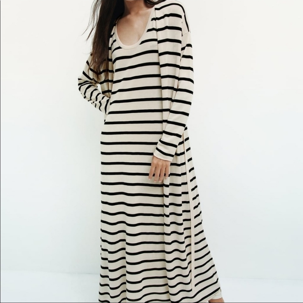 long knitted striped cardigan
